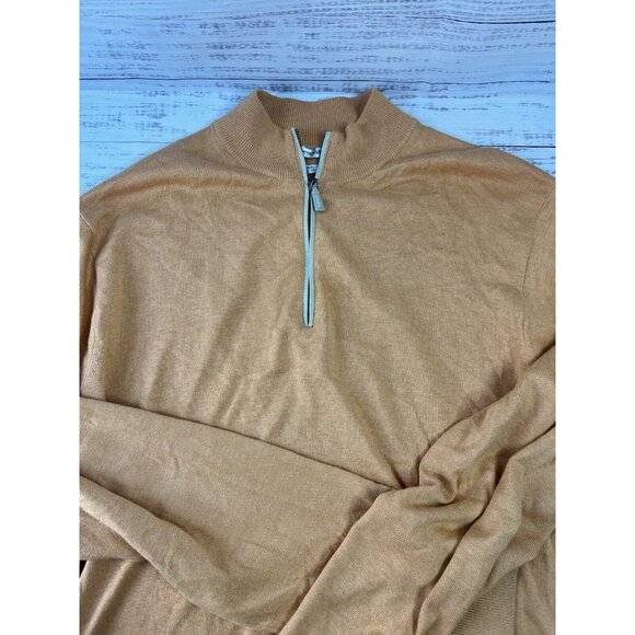 Peter Millar Sweater Mens Large Orange 1/4 Zip Pullover Cashmere Silk Cotton - Picture 7 of 12